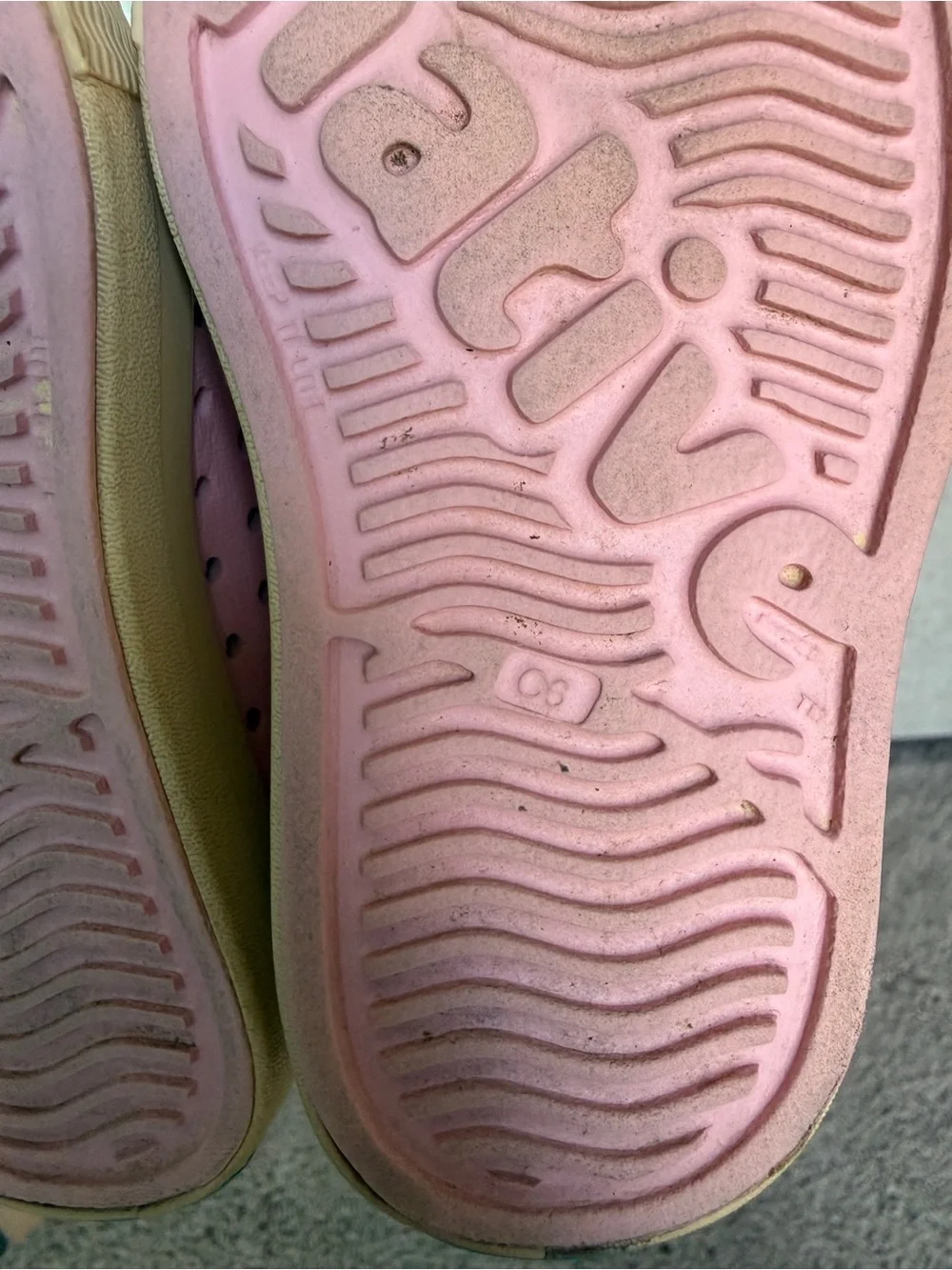 Native Kids Pink Slip-On Water Shoes with Yellow Toe Caps 6C